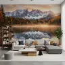 Misty Autumn Mountain Lake Deer Woodland Wallpaper 7