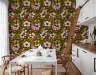 Olive Green Pink Bloom Botanical Wallpaper Mural 6