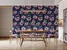 Dark Blue Floral Wallpaper with Pink Blossoms 6