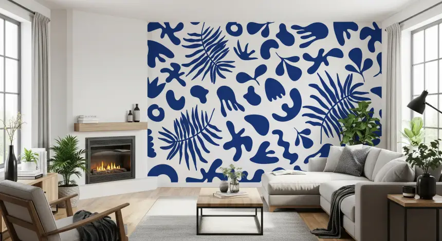 Blue Clipped Garden Wall Mural