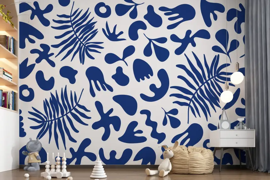 Blue Clipped Garden Wall Mural