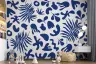 Contemporary Blue Abstract Botanical Wall Mural 8