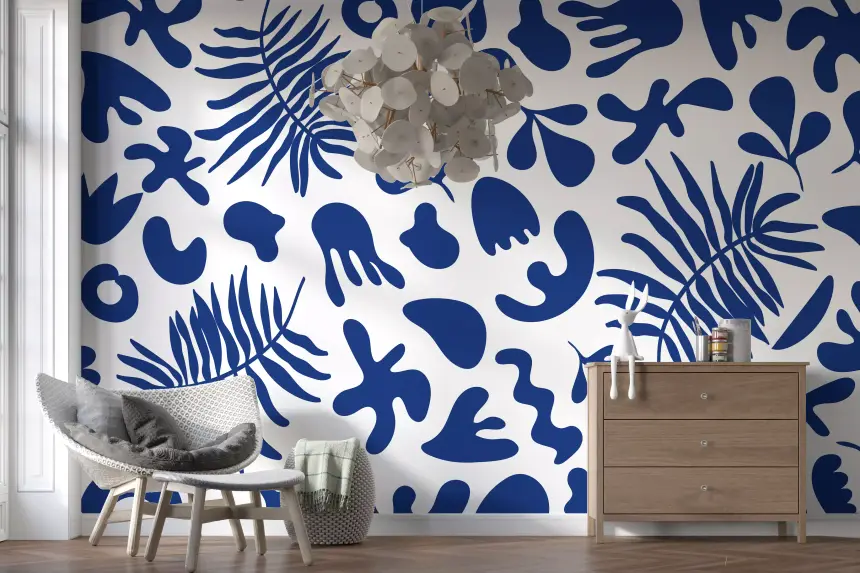 Blue Clipped Garden Wall Mural