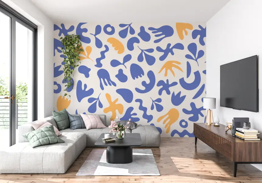 Blue Organic Flow Wall Mural