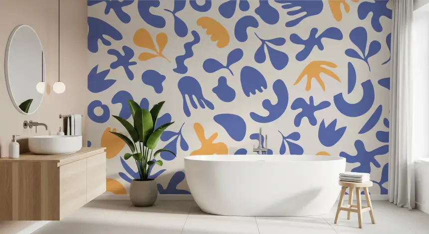 Blue Organic Flow Wall Mural