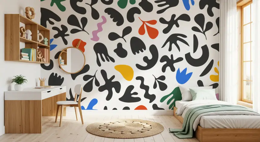 Dynamic Abstract Shapes Wall Mural