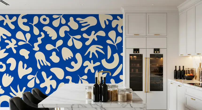 Blue Organic Flow Wall Mural