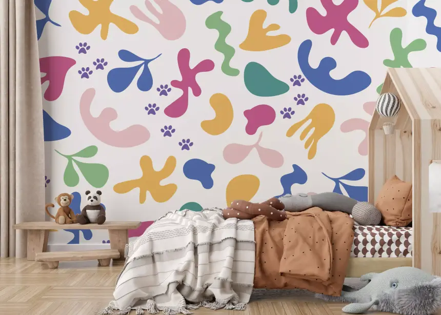 Whimsical Shapes, Happy Paws Wall Mural