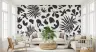 Monochrome Abstract Organic Foliage Wall Mural 7