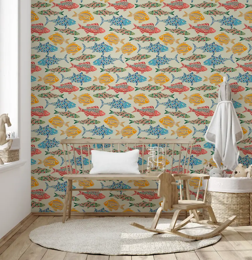 Mediterranean Sea Fish Bright Multicolored Red Blue Green Yellow Wallpaper