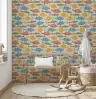 Vibrant Folk Art Fish Pattern Wallpaper 8