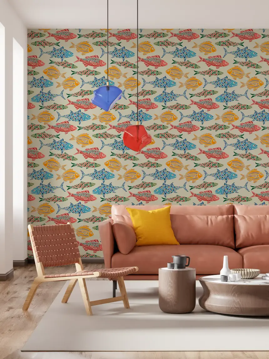 Mediterranean Sea Fish Bright Multicolored Red Blue Green Yellow Wallpaper