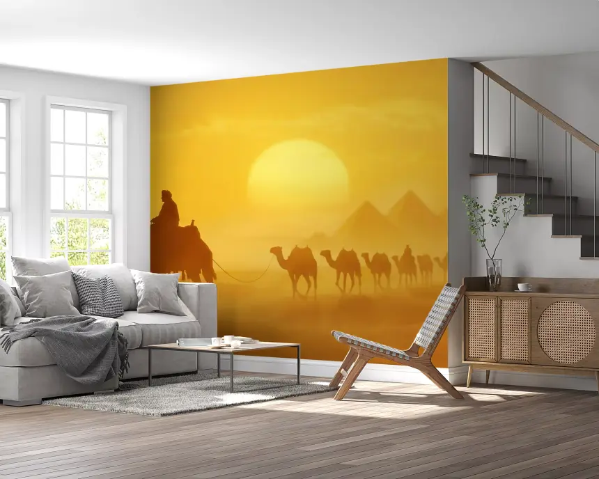 Sands of Time: Golden Desert Caravan Wall Mural