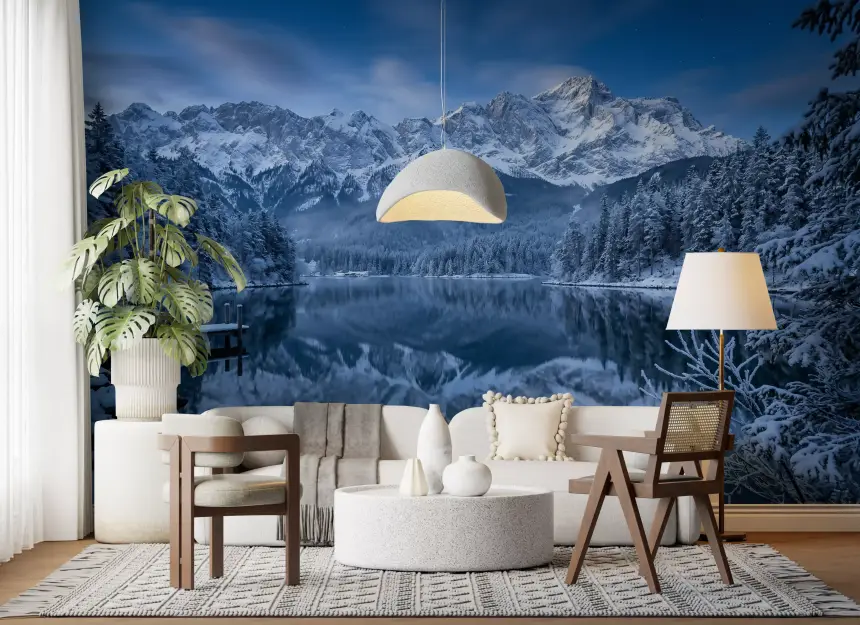 Alpine Winter Reflection Wall Mural