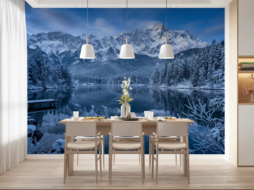 Alpine Winter Reflection Wall Mural