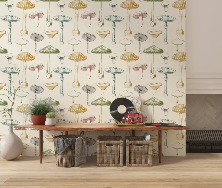 Collection of Antique Mushrooms Wallpaper