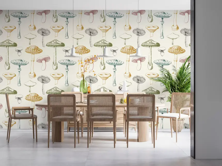 Collection of Antique Mushrooms Wallpaper