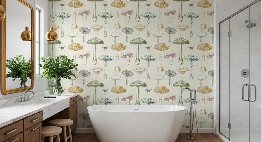 Collection of Antique Mushrooms Wallpaper