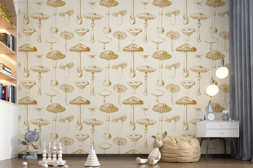 Golden Mushroom Sketchbook Wallpaper