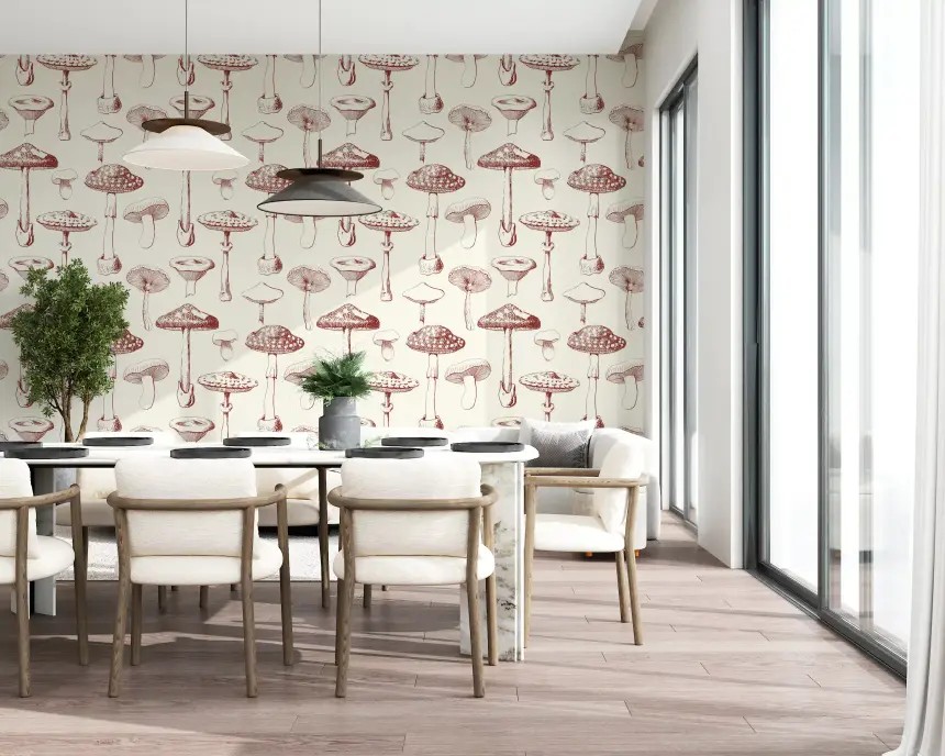 Vintage Mushroom Grove Wallpaper