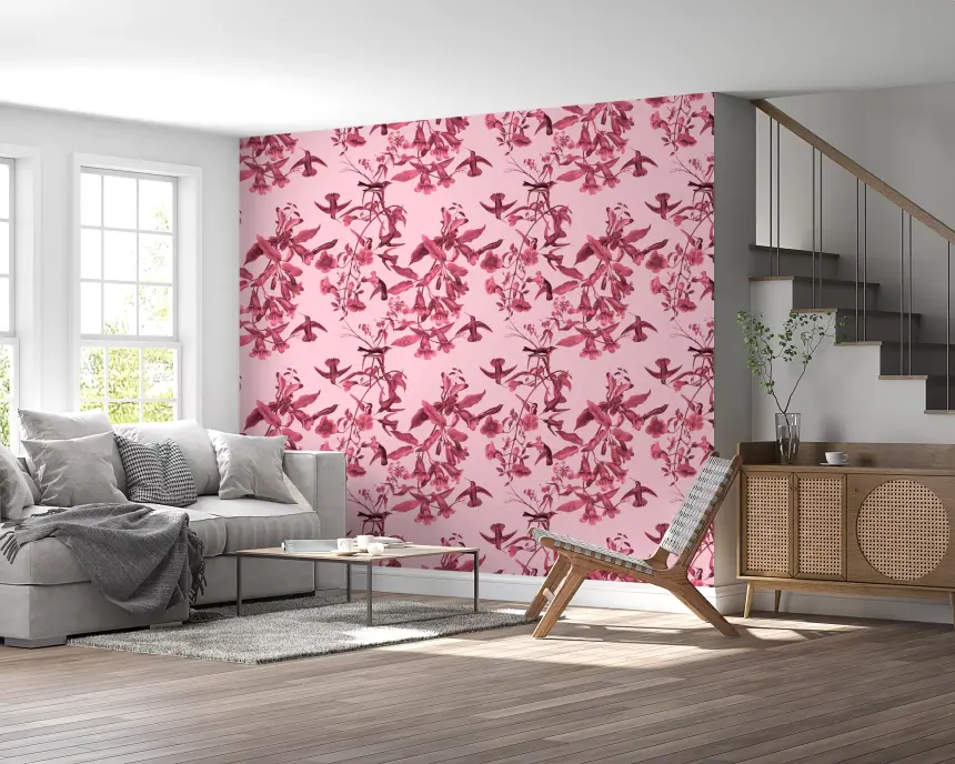 Magenta Botanical Flight Wallpaper