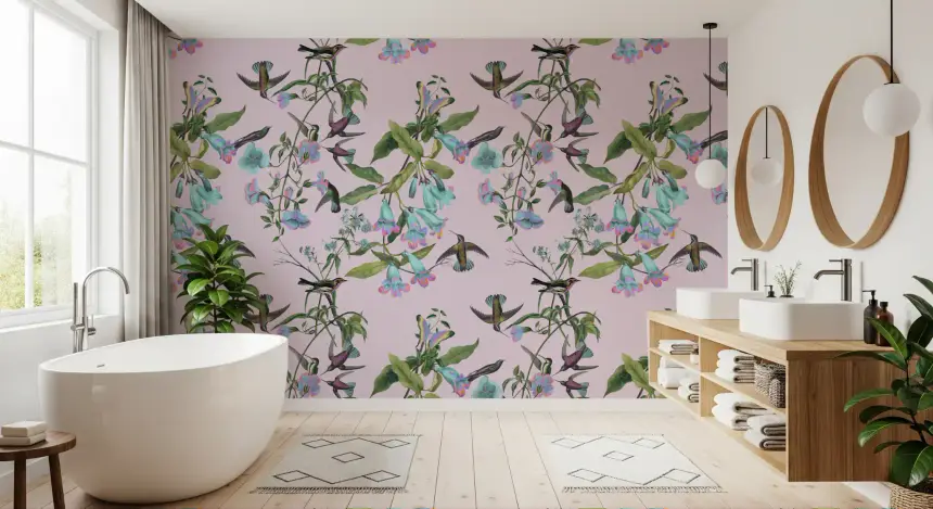 Enchanted Aviary Flowers Wallpaper