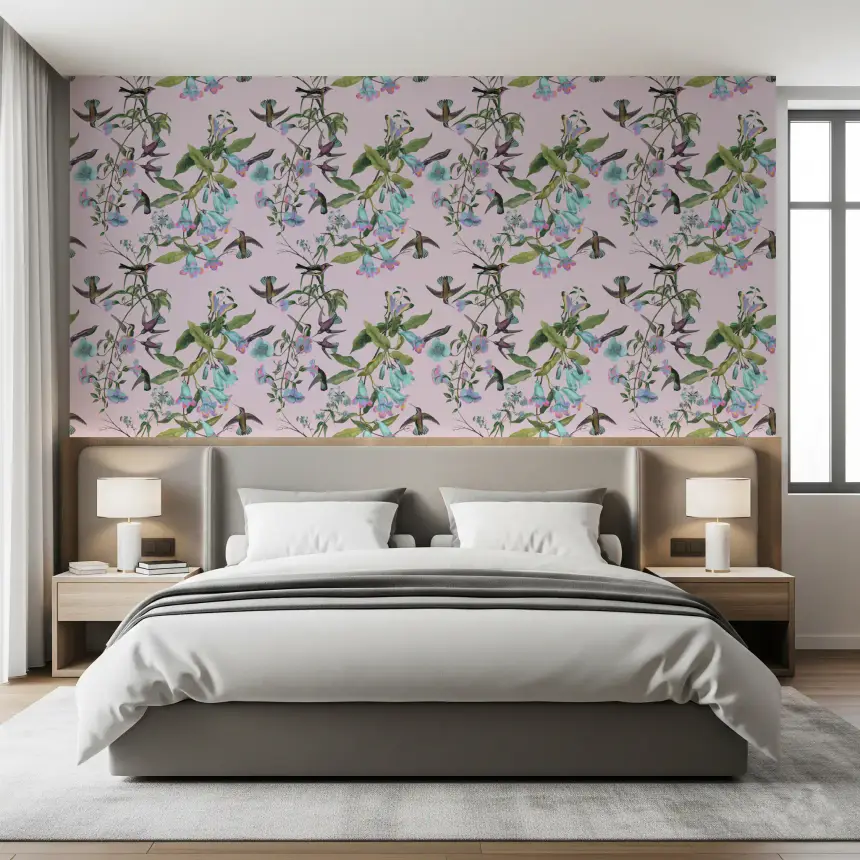 Enchanted Aviary Flowers Wallpaper