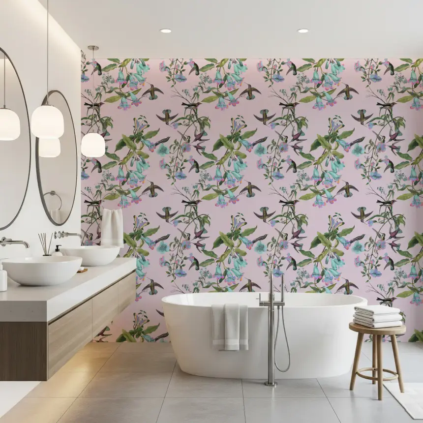 Enchanted Aviary Flowers Wallpaper