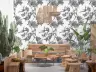 Monochrome Botanical Floral Wallpaper 8