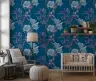 Deep Teal Floral Botanical Wallpaper 8