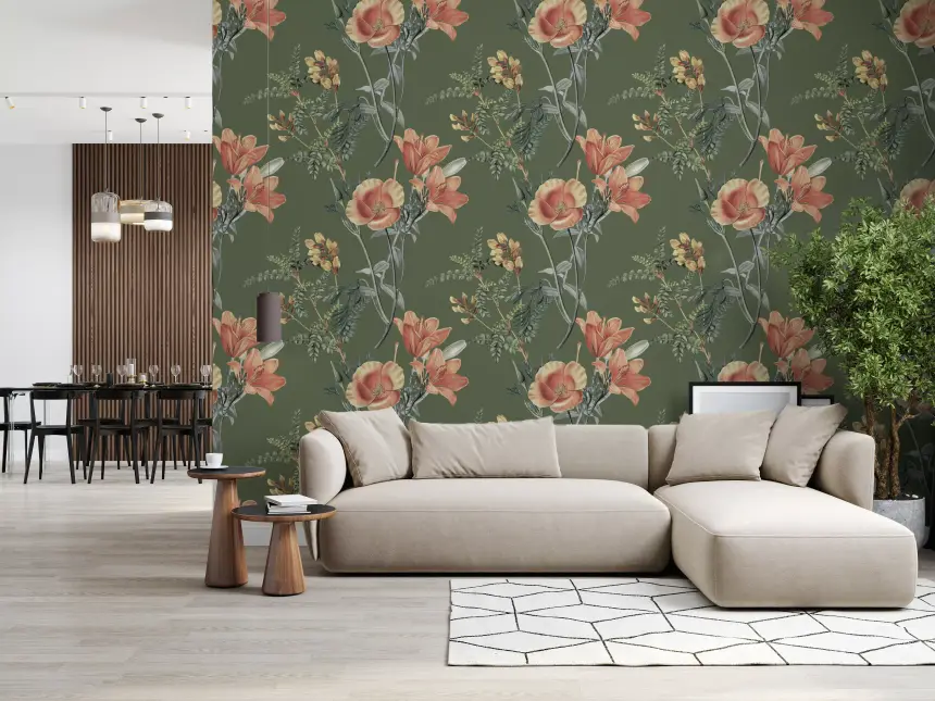 Flores Tradicionales En Olivo Wallpaper