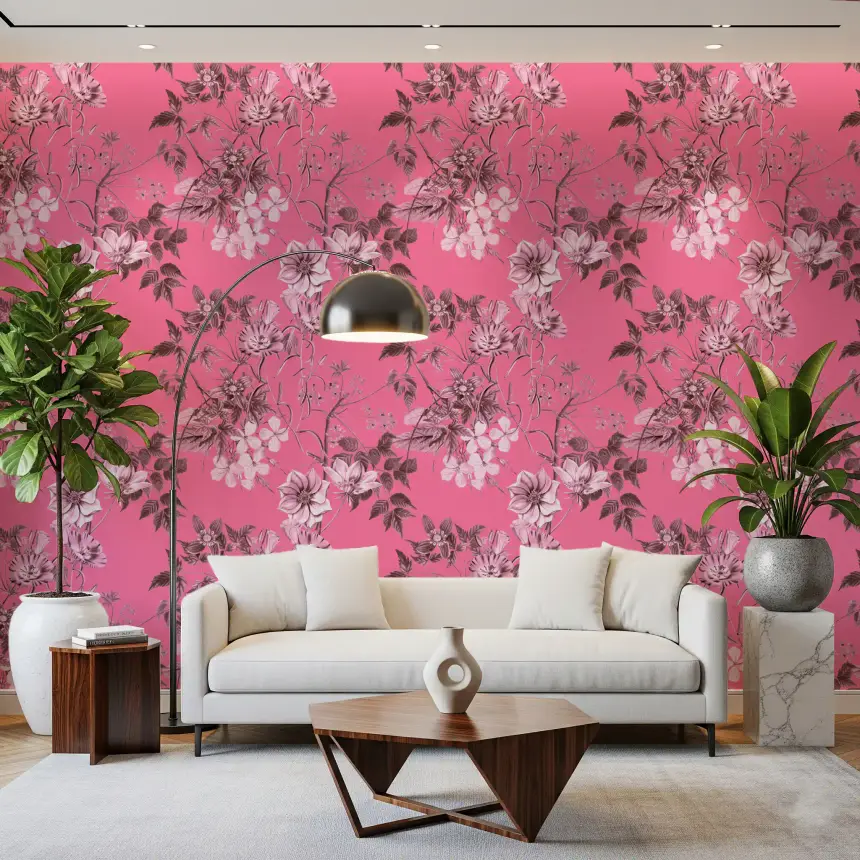 Grabados Florales Fucsia Wallpaper