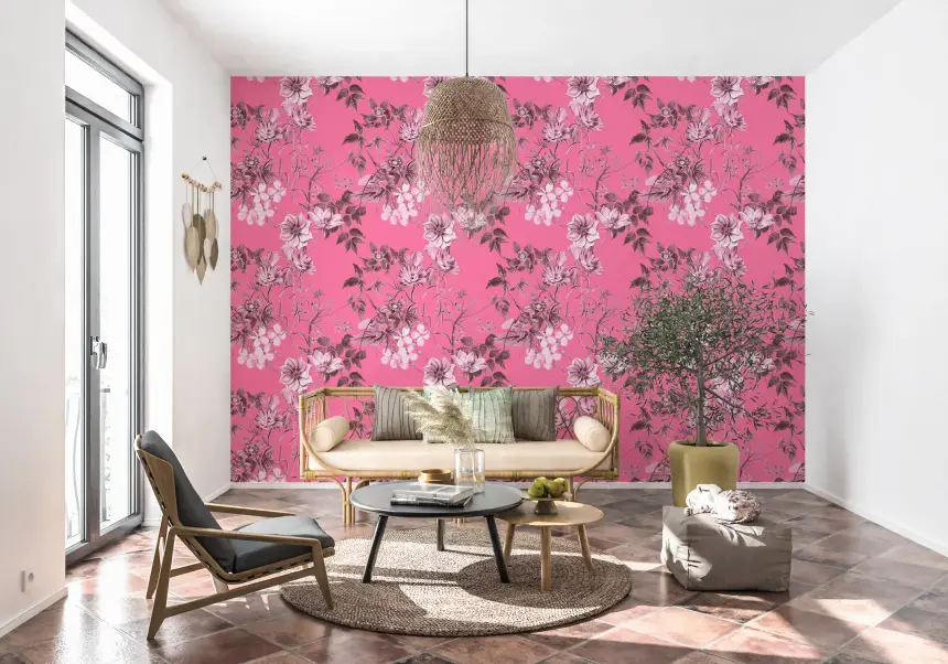 Grabados Florales Fucsia Wallpaper