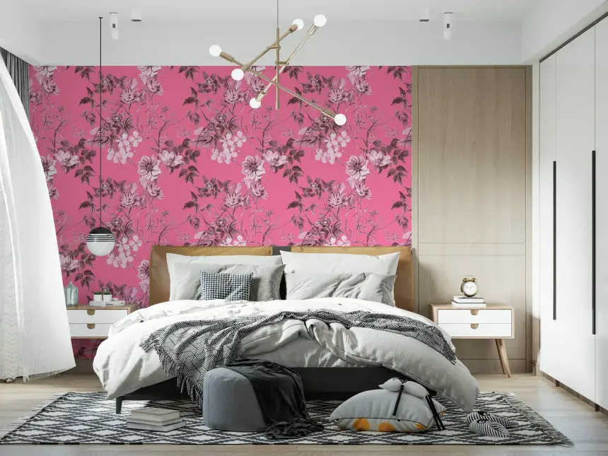 Grabados Florales Fucsia Wallpaper