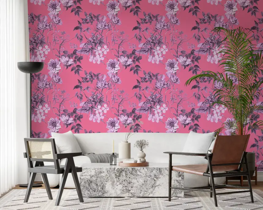 Fuchsia Garden Prints Wallpaper
