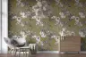 Olive Green Vintage Botanical Floral Wallpaper 8
