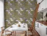 Olive Green Vintage Botanical Floral Wallpaper 7