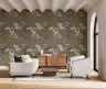 Olive Green Vintage Botanical Floral Wallpaper 6
