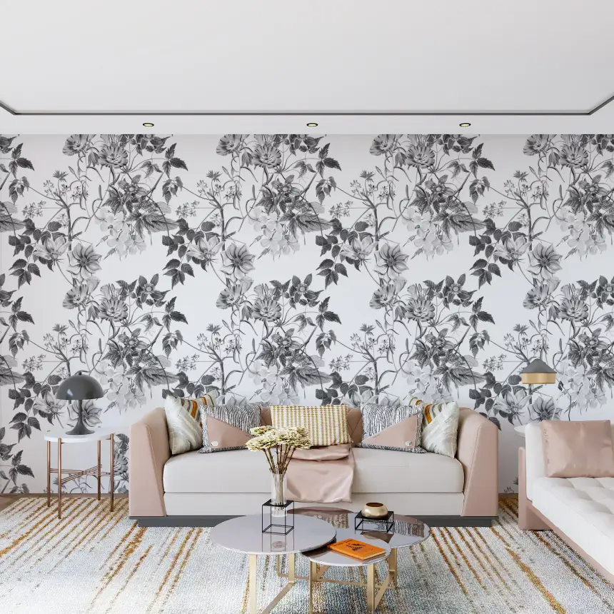 Monochromatic Botanical Prints Wallpaper