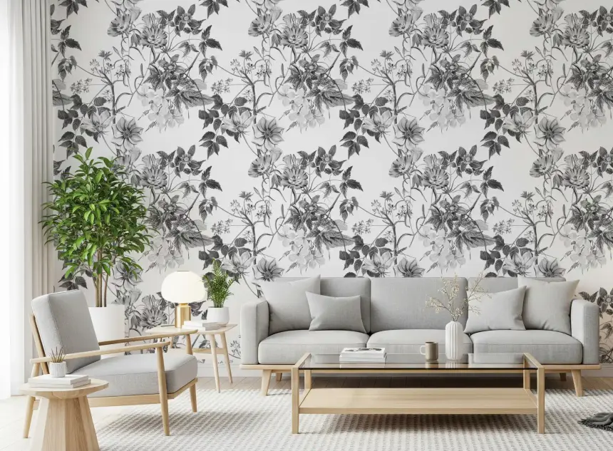 Monochromatic Botanical Prints Wallpaper