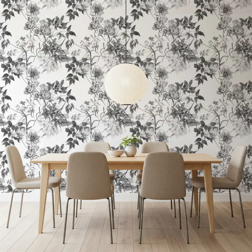 Monochromatic Botanical Prints Wallpaper