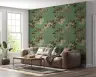 Sepia Floral Vines on Sage Green Botanical Wallpaper 7