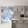 Intricate Blue Chrysanthemum Floral Wall Mural 7