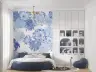 Intricate Blue Chrysanthemum Floral Wall Mural 6