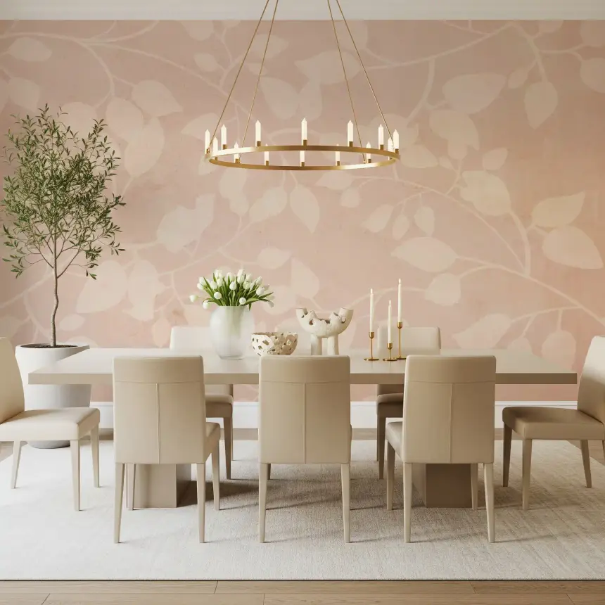 Botanical Embrace Blush Wall Mural