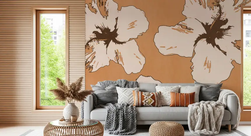 Warm Mix of Hibiscus Wall Mural