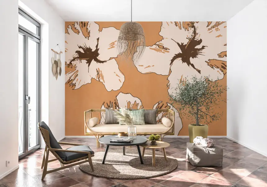 Warm Mix of Hibiscus Wall Mural