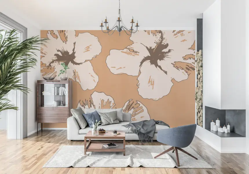 Warm Mix of Hibiscus Wall Mural