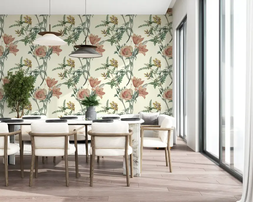 Vintage Botanical Flower Wallpaper