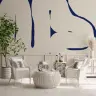 Abstract Organic Navy Blue and Beige Wall Mural 7